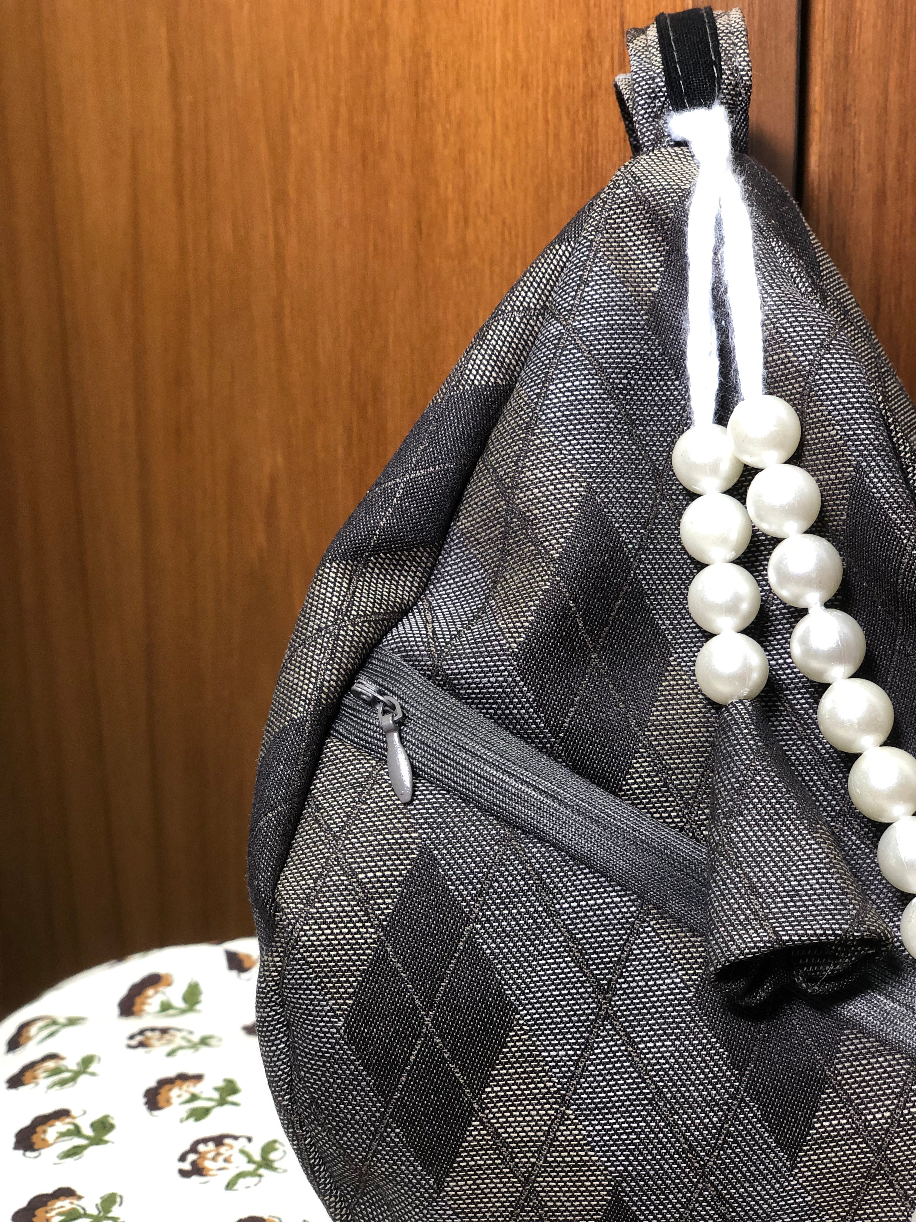 Grey Woven Cotton Japa Bag