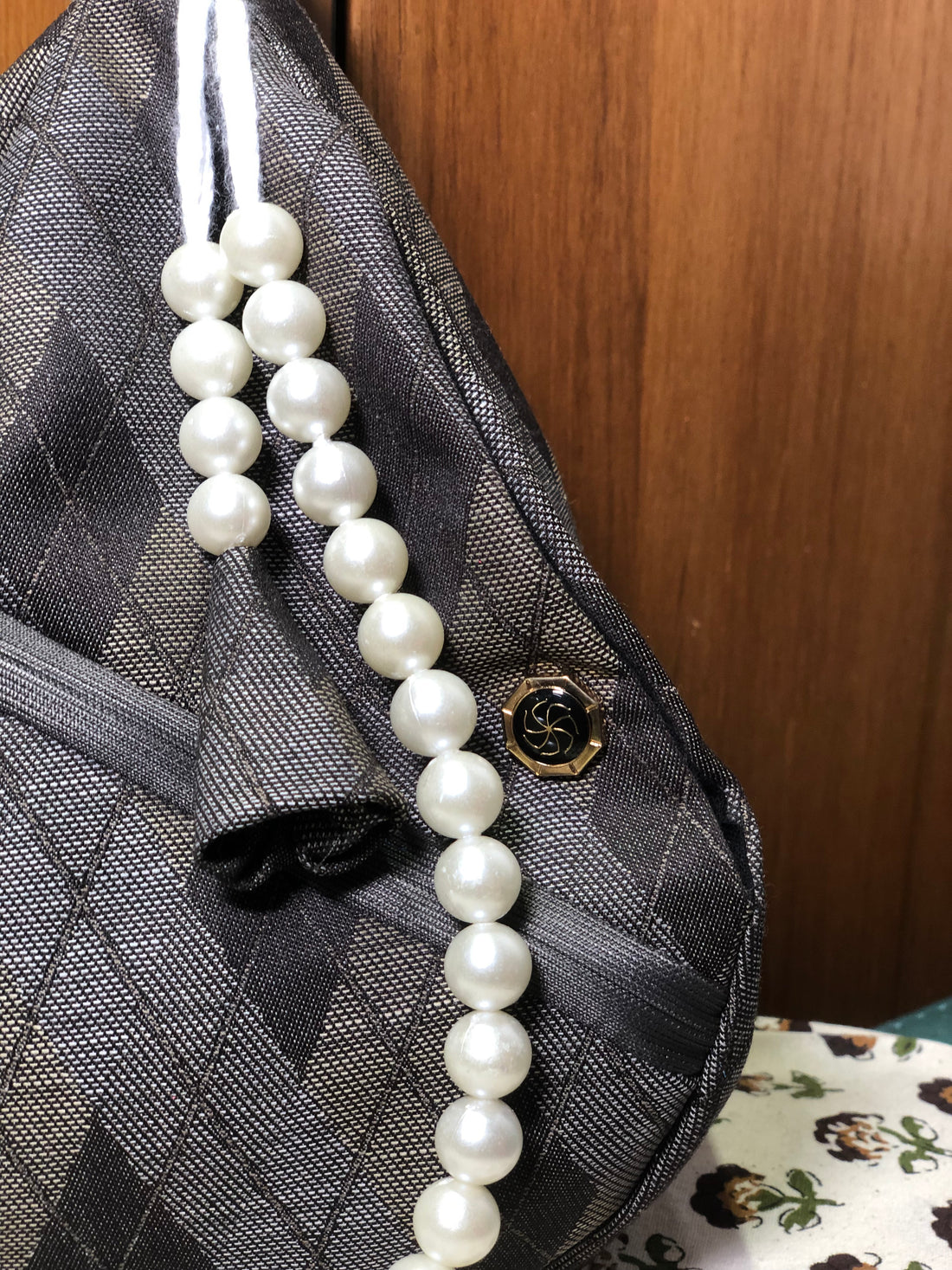 Grey Woven Cotton Japa Bag