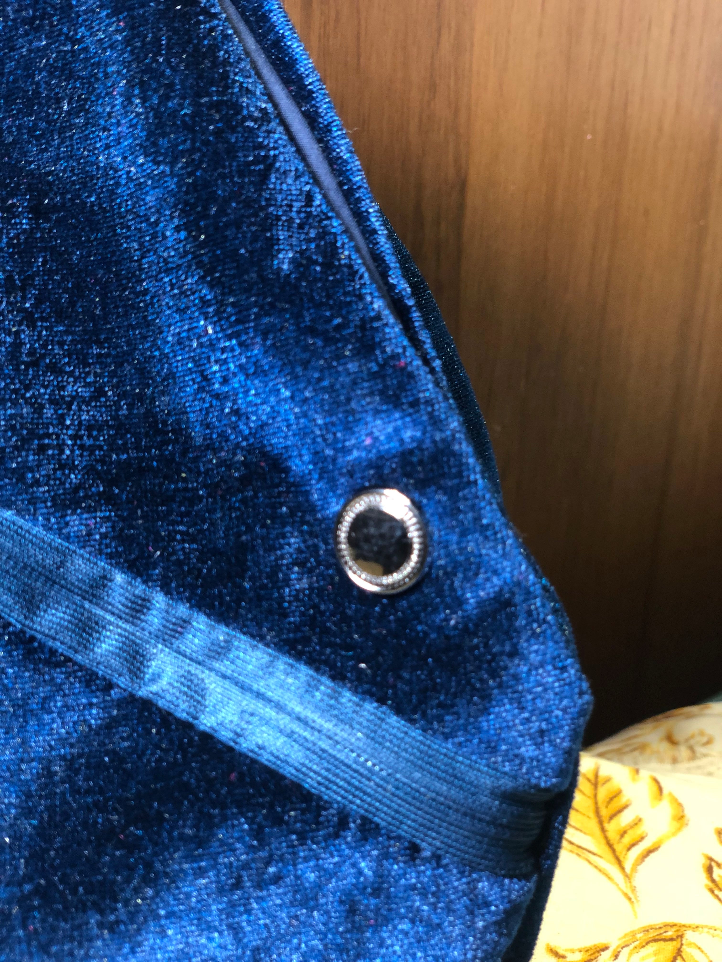 Royal Blue Morpankh Handmade Velvet Japa Bag