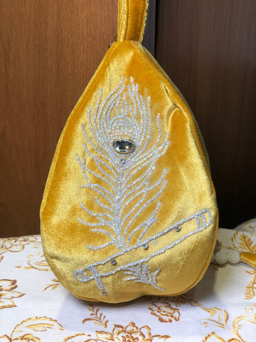 Golden Morpankh Handmade Velvet Japa Bag