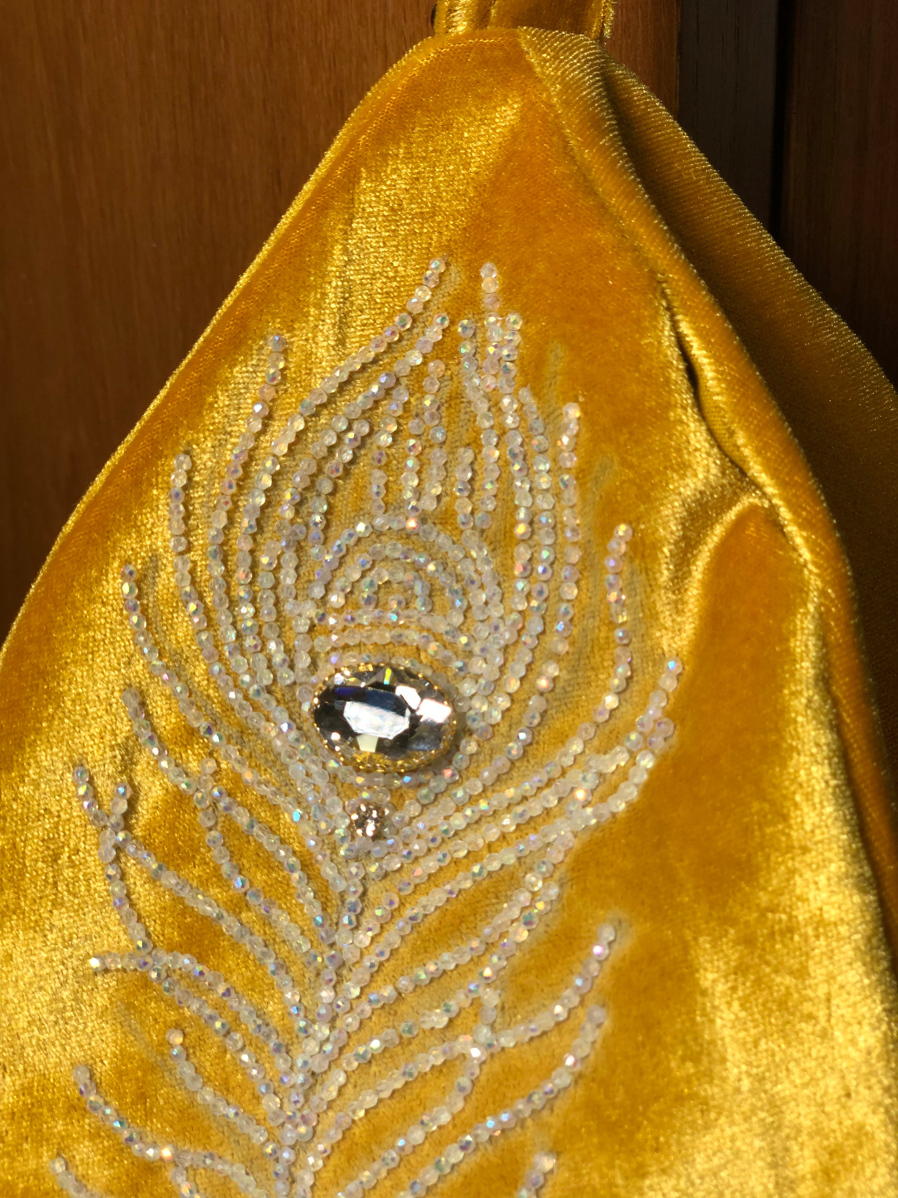 Golden Morpankh Handmade Velvet Japa Bag