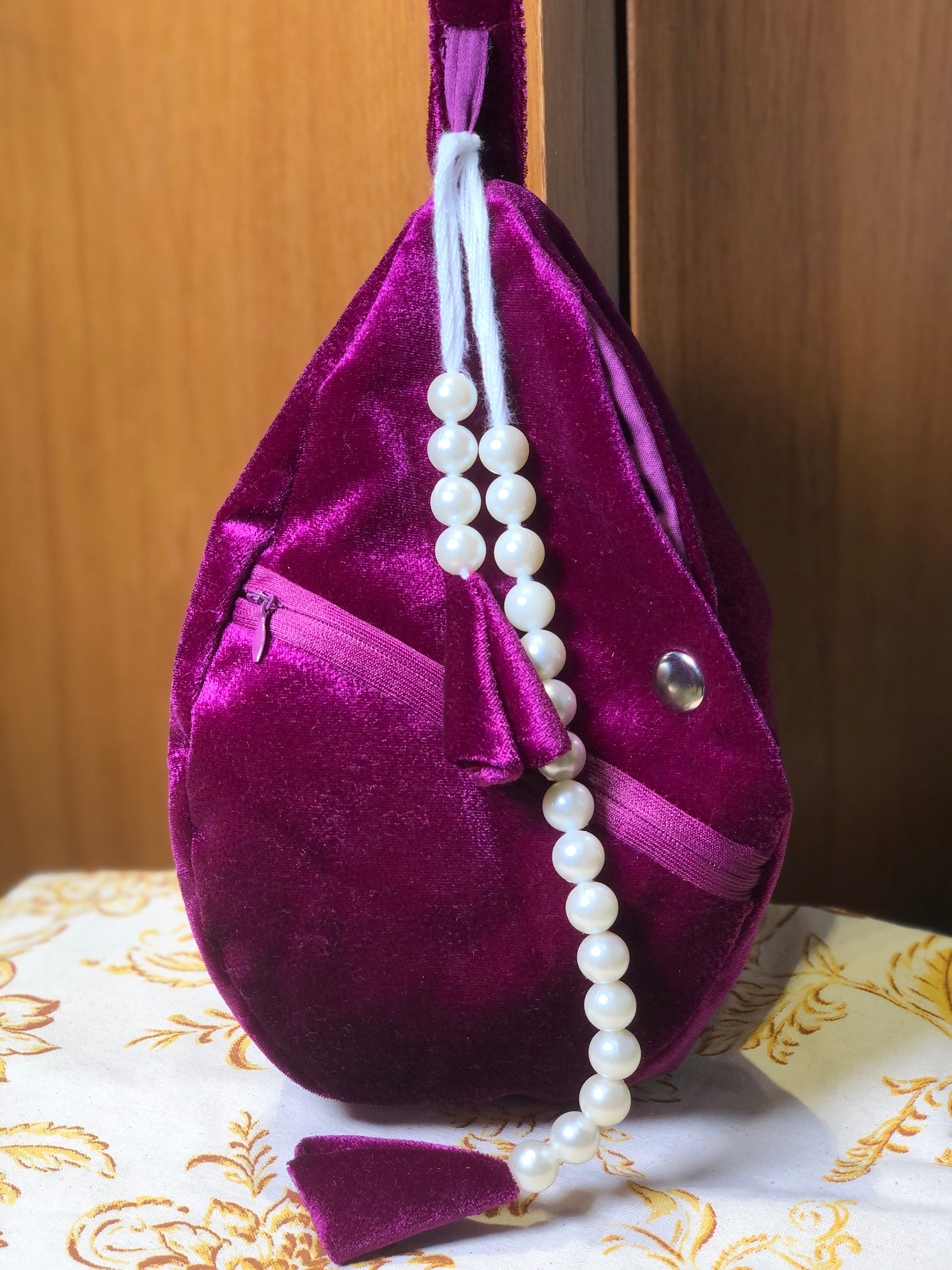 Royal Magenta Velvet Japa Bag