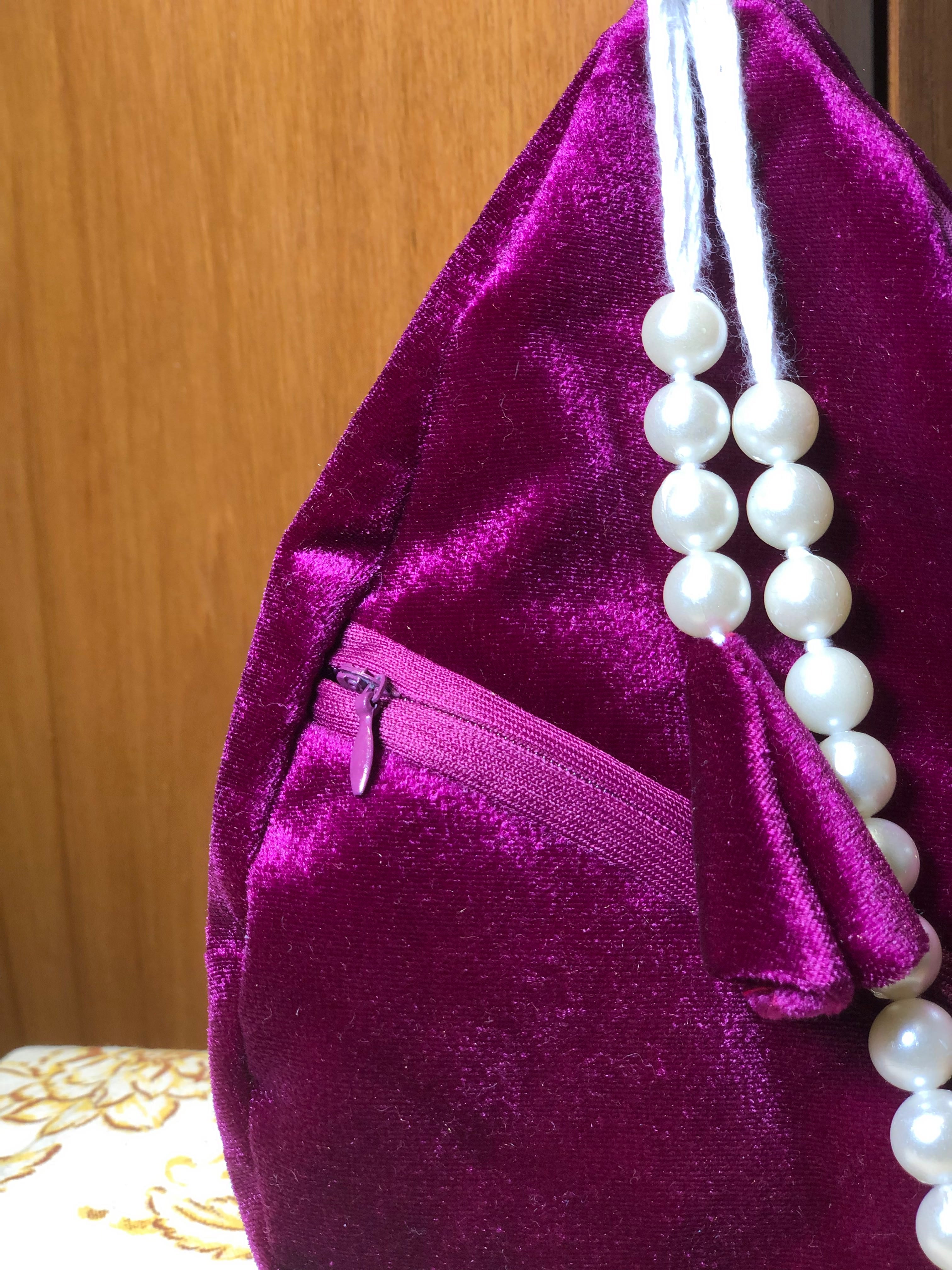 Royal Magenta Velvet Japa Bag