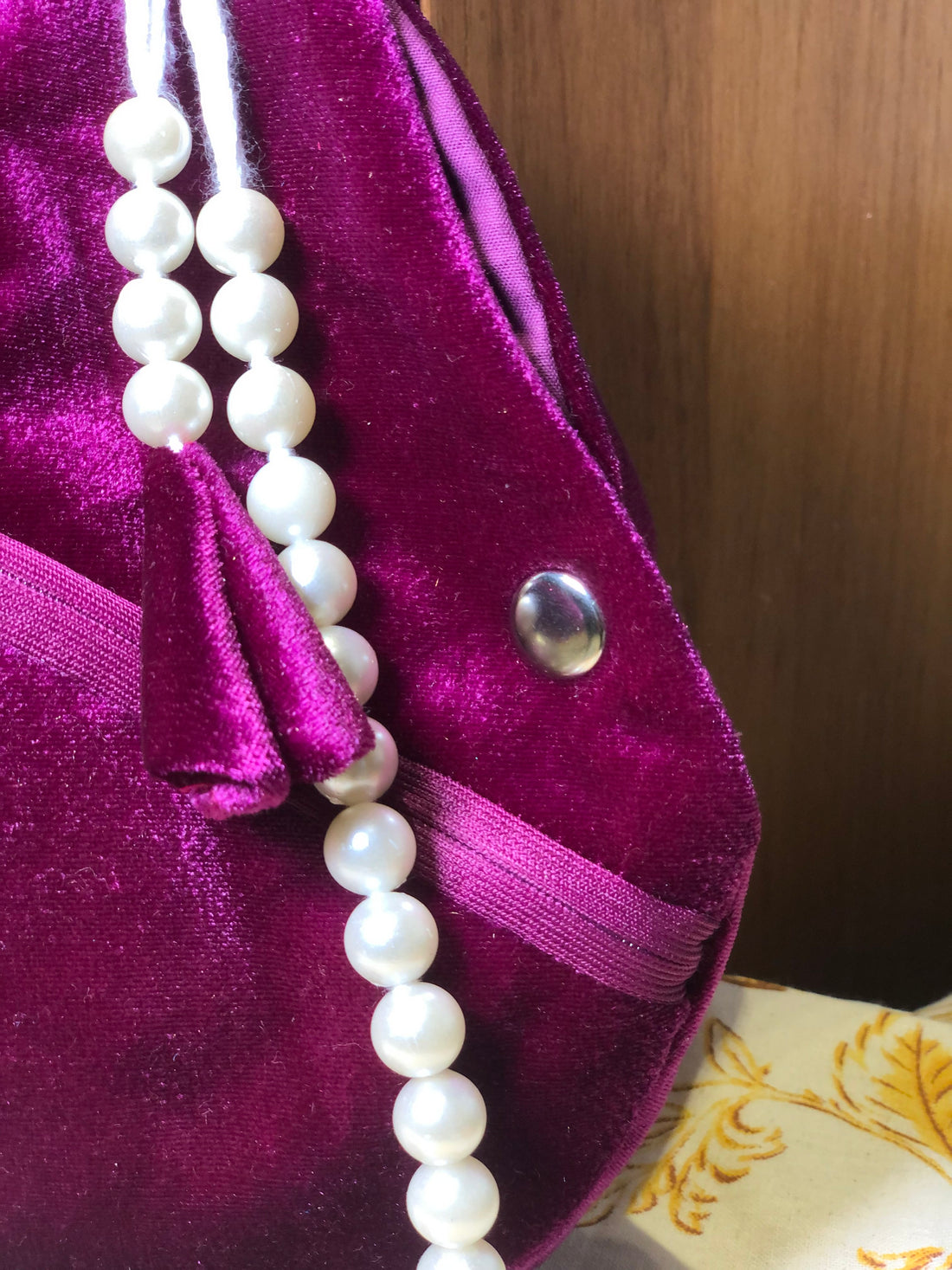 Royal Magenta Velvet Japa Bag