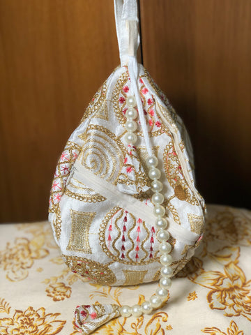 White Silk Japa Bag