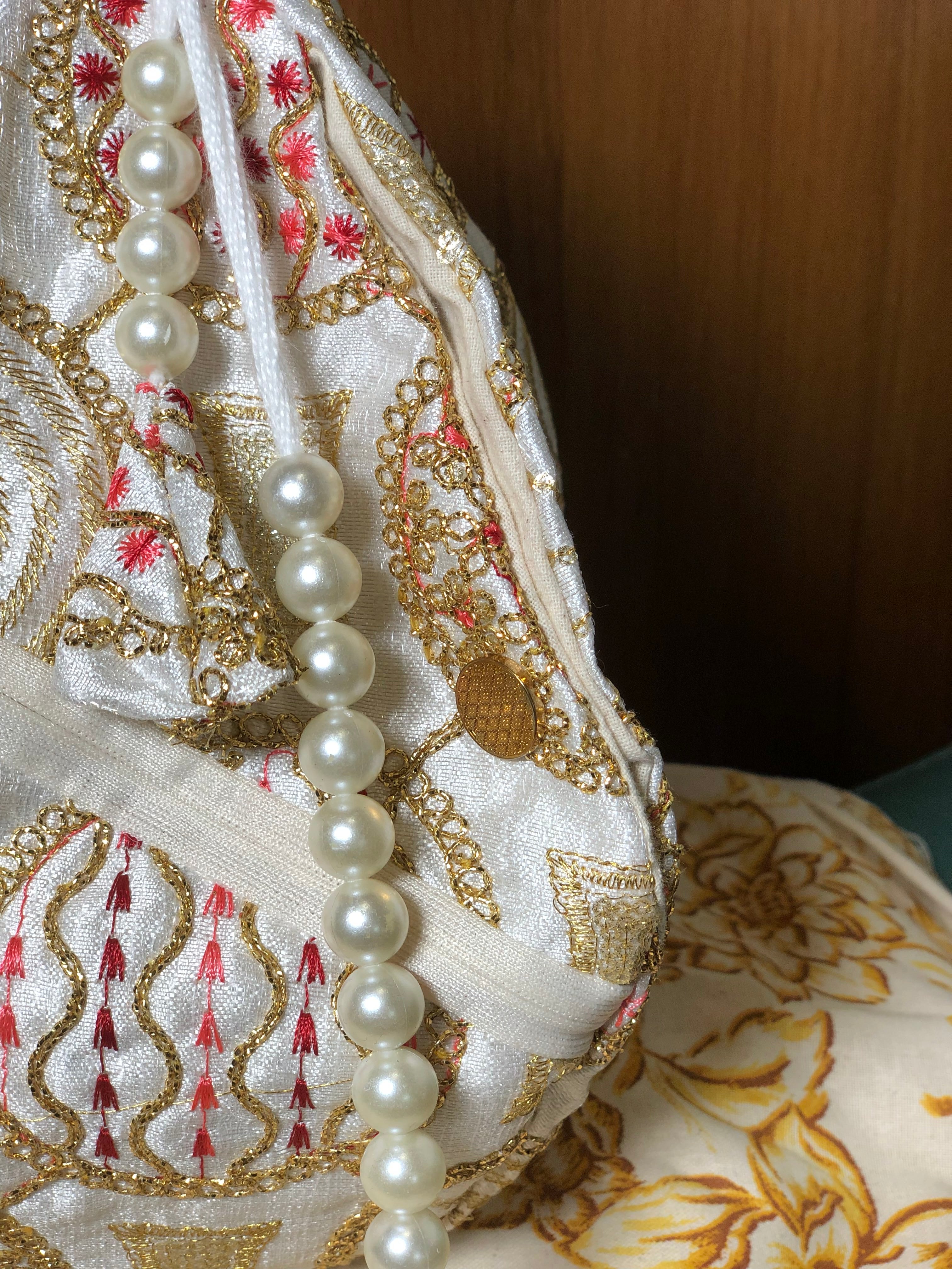 White Silk Japa Bag