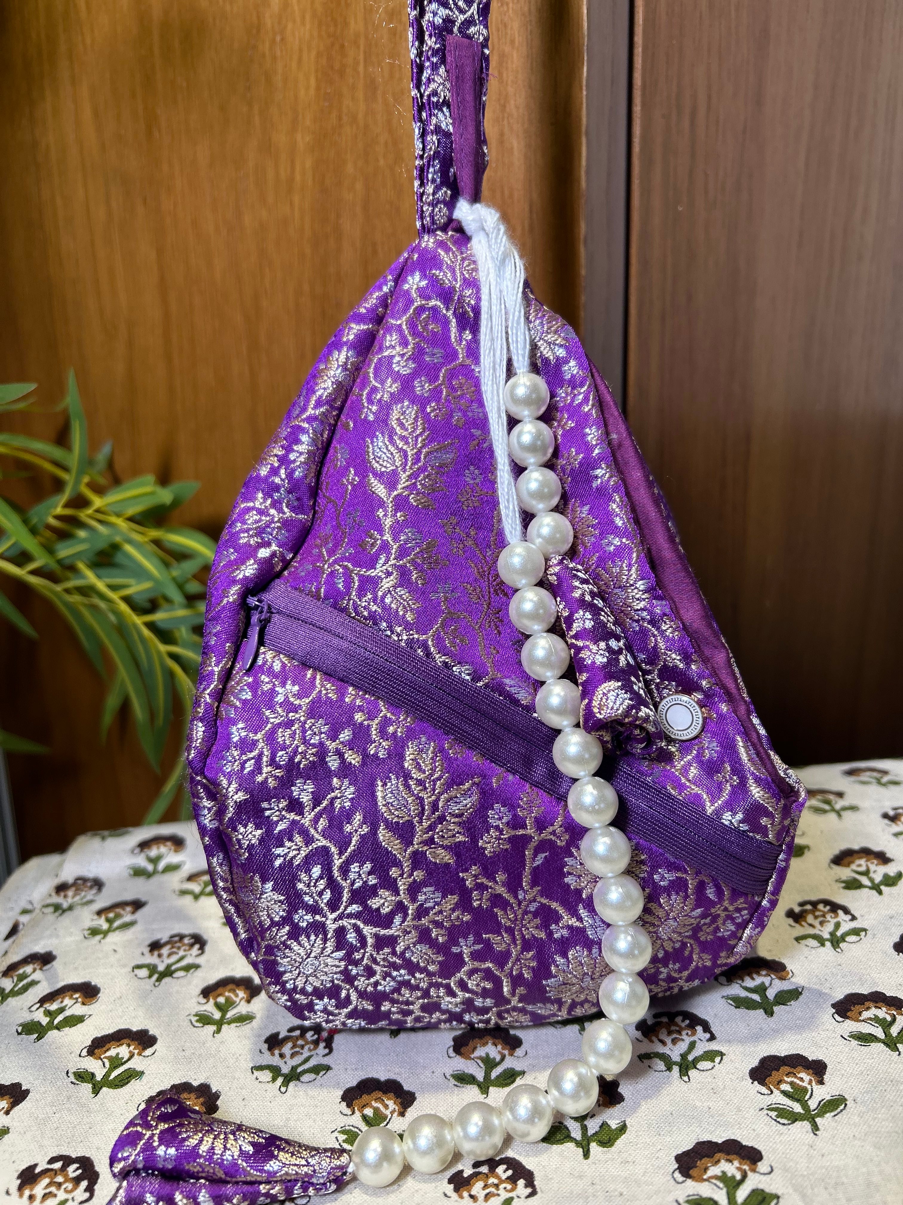 Chitra Midnight Orchid Silk Japa Bag