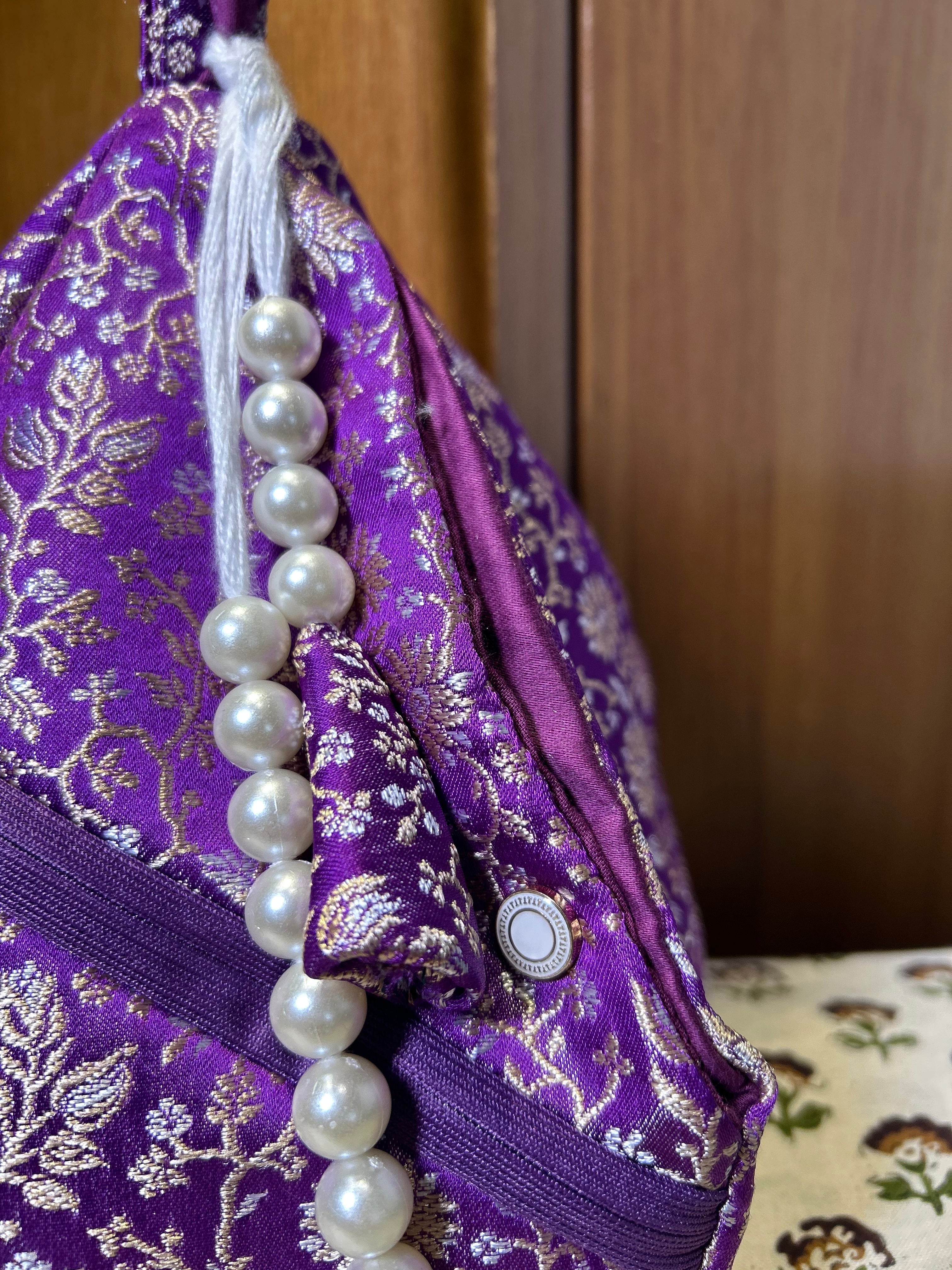 Chitra Midnight Orchid Silk Japa Bag