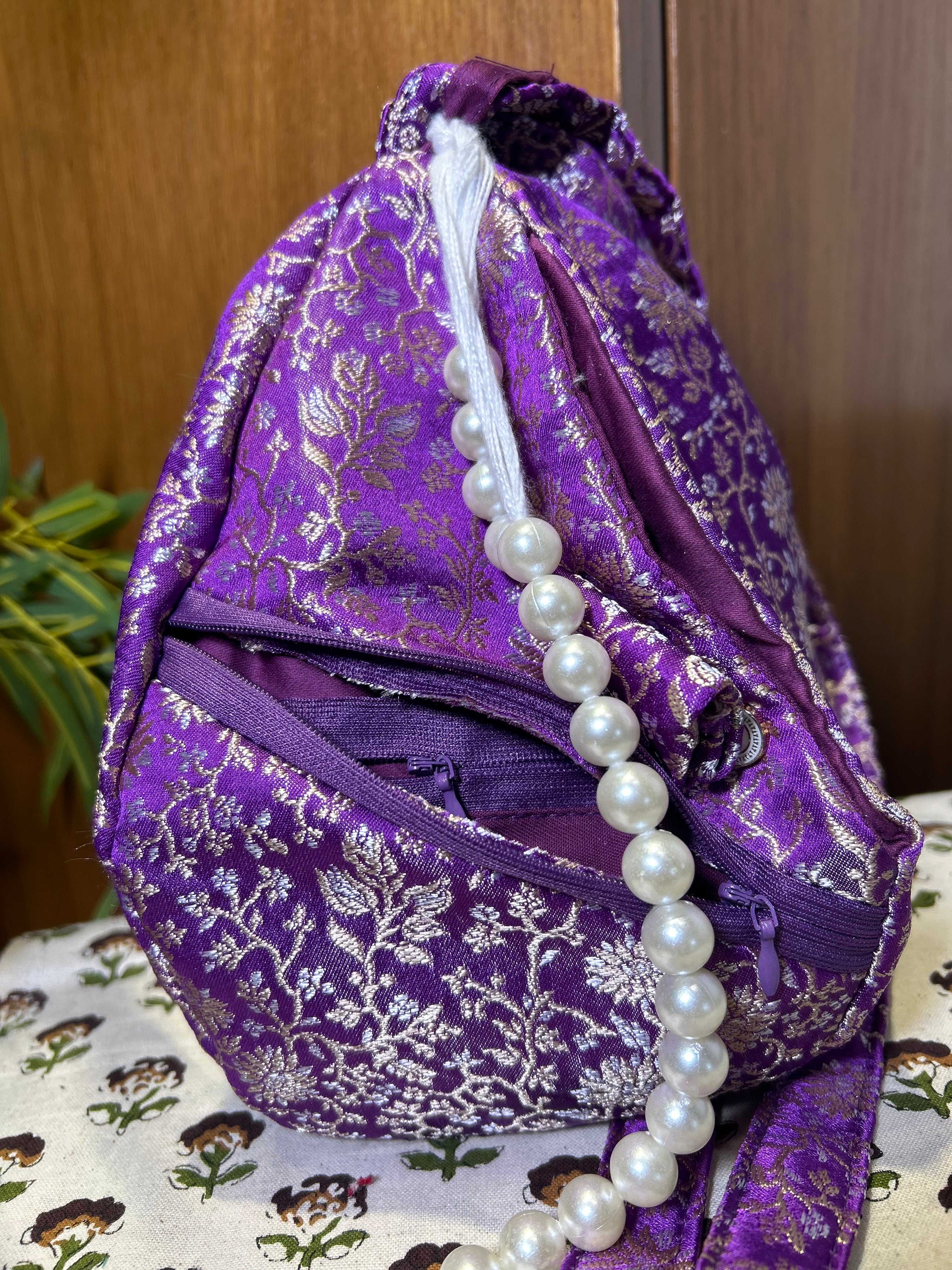 Chitra Midnight Orchid Silk Japa Bag