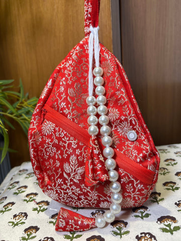 Rangadevi Scarlet Silk Japa Bag