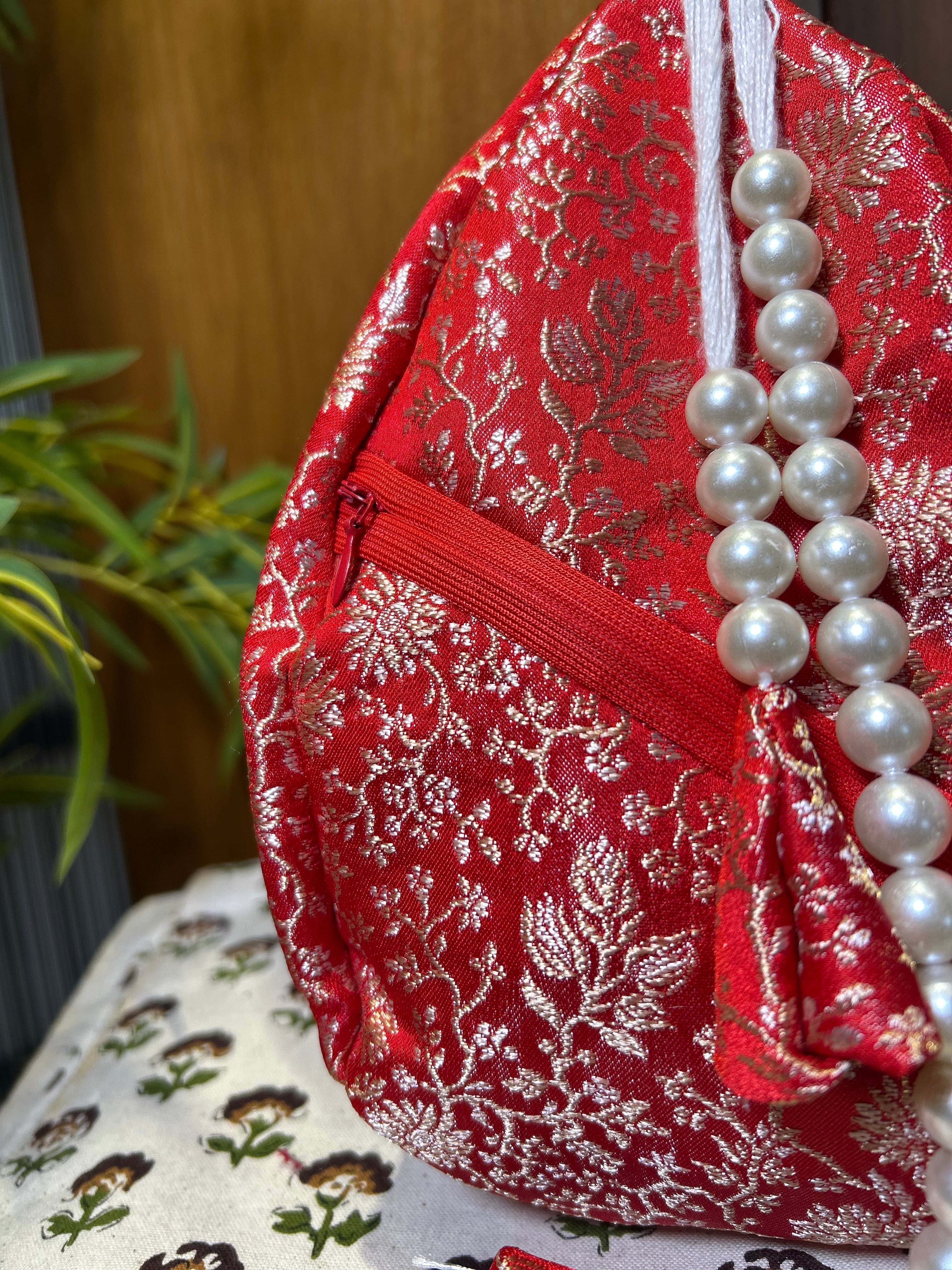 Rangadevi Scarlet Silk Japa Bag