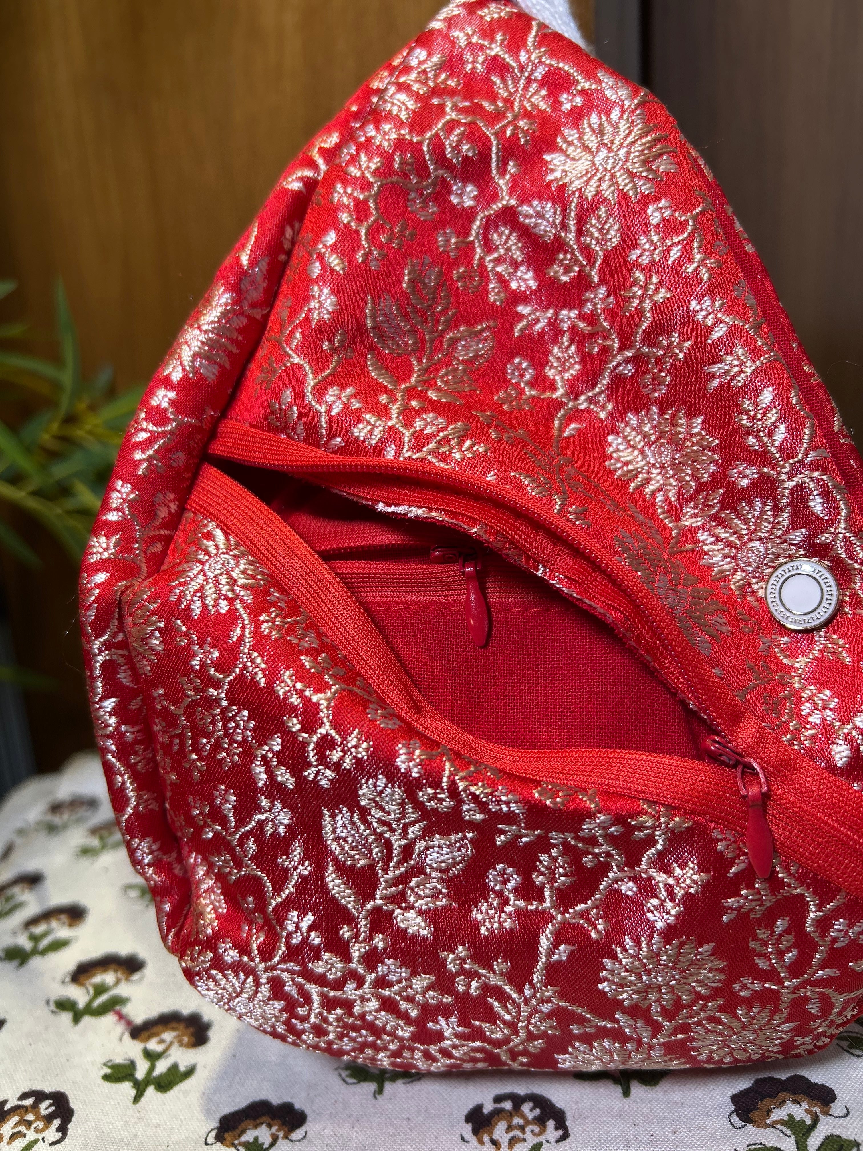Rangadevi Scarlet Silk Japa Bag
