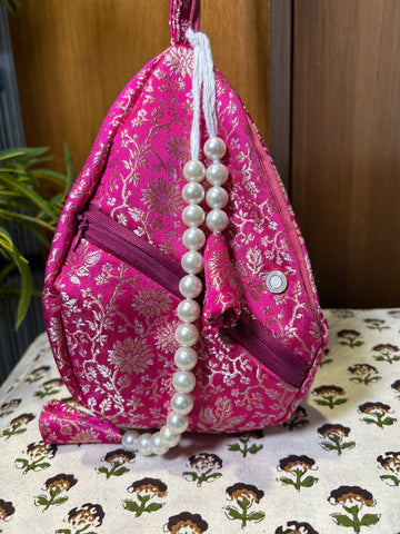 Indulekha Blush Pink Silk Japa Bag