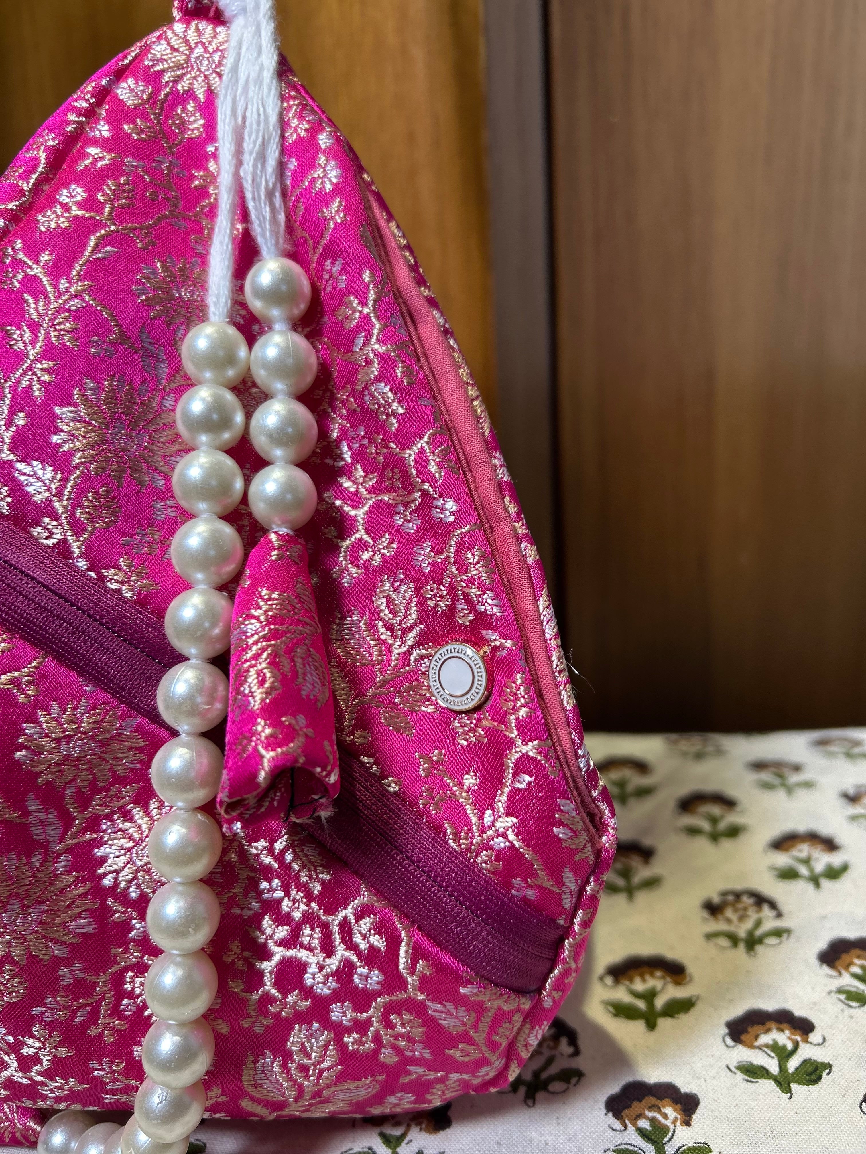 Indulekha Blush Pink Silk Japa Bag