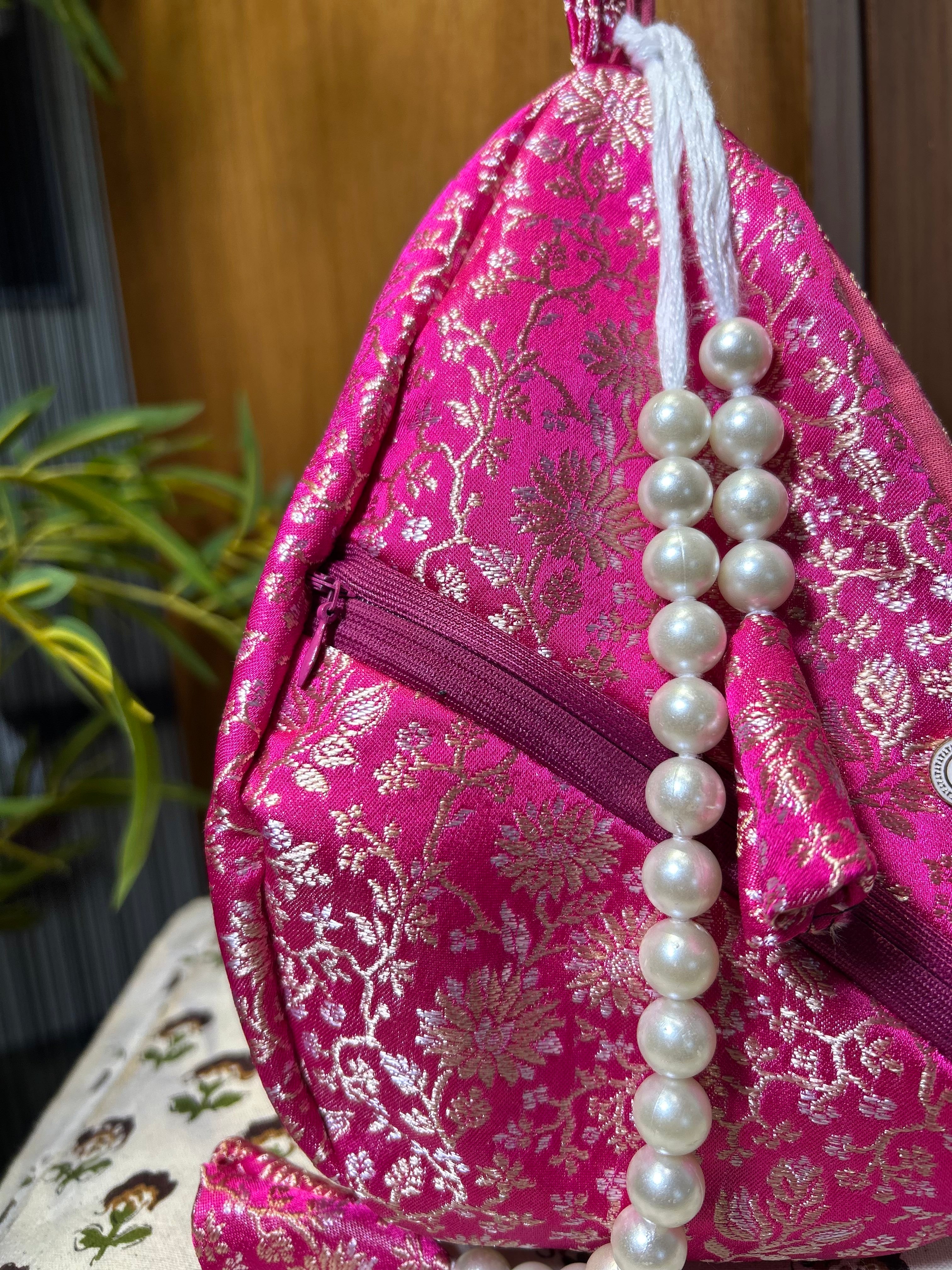 Indulekha Blush Pink Silk Japa Bag