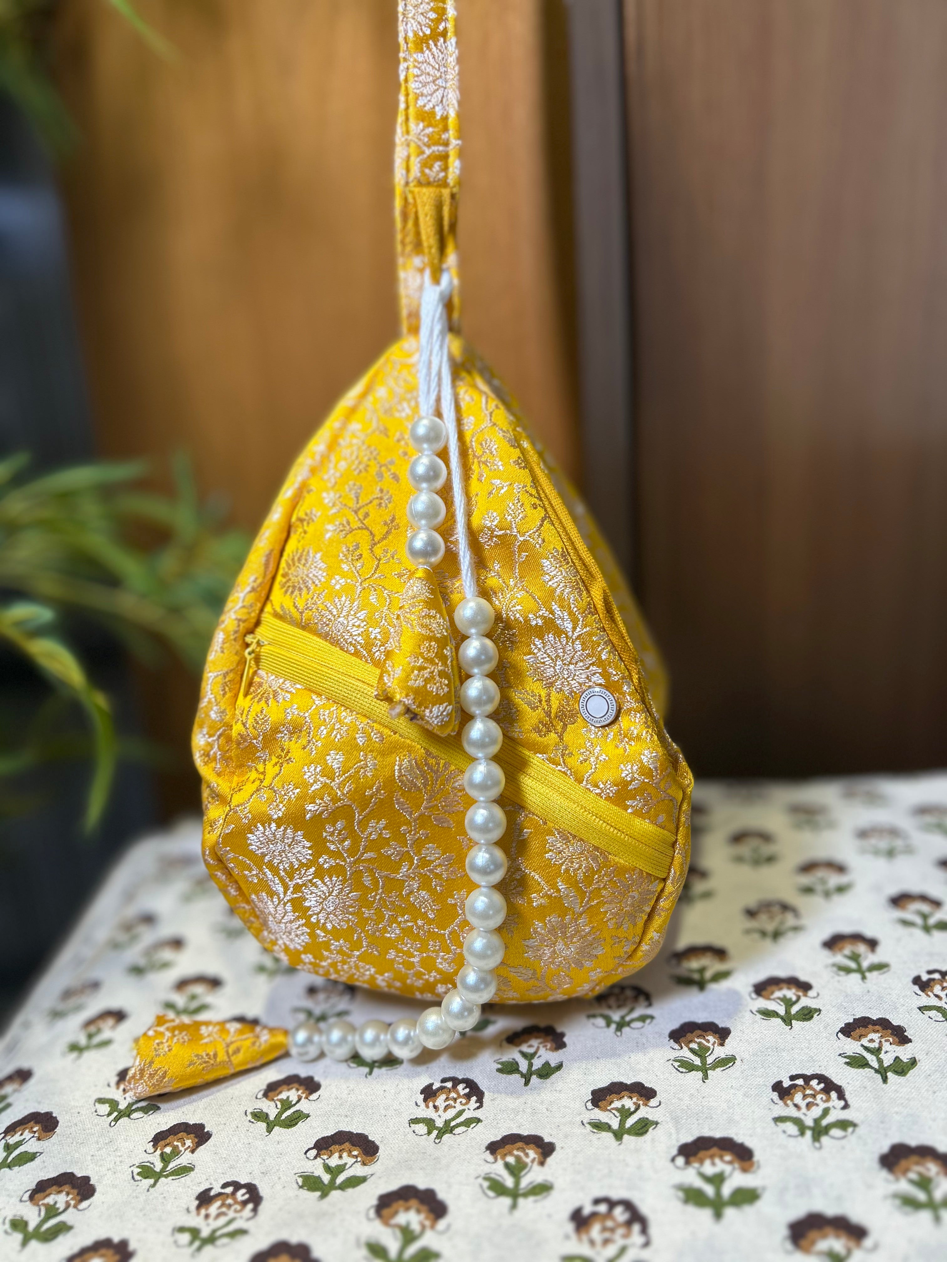Lalita Golden Bloom Silk Japa Bag