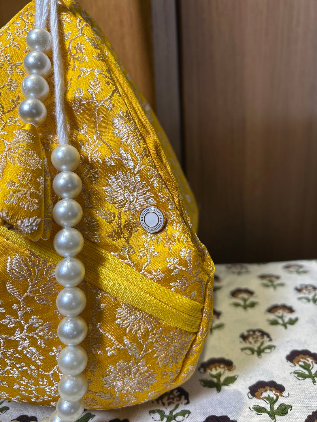 Lalita Golden Bloom Silk Japa Bag