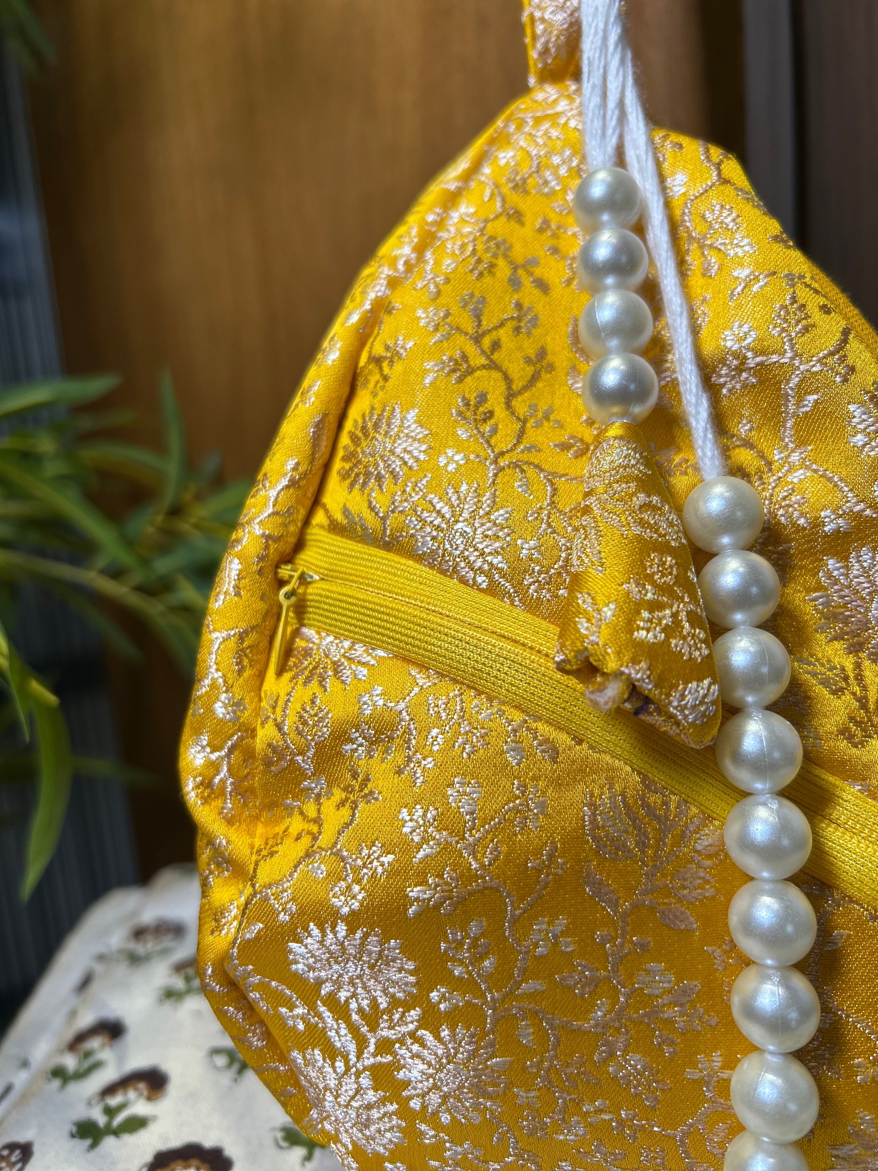Lalita Golden Bloom Silk Japa Bag