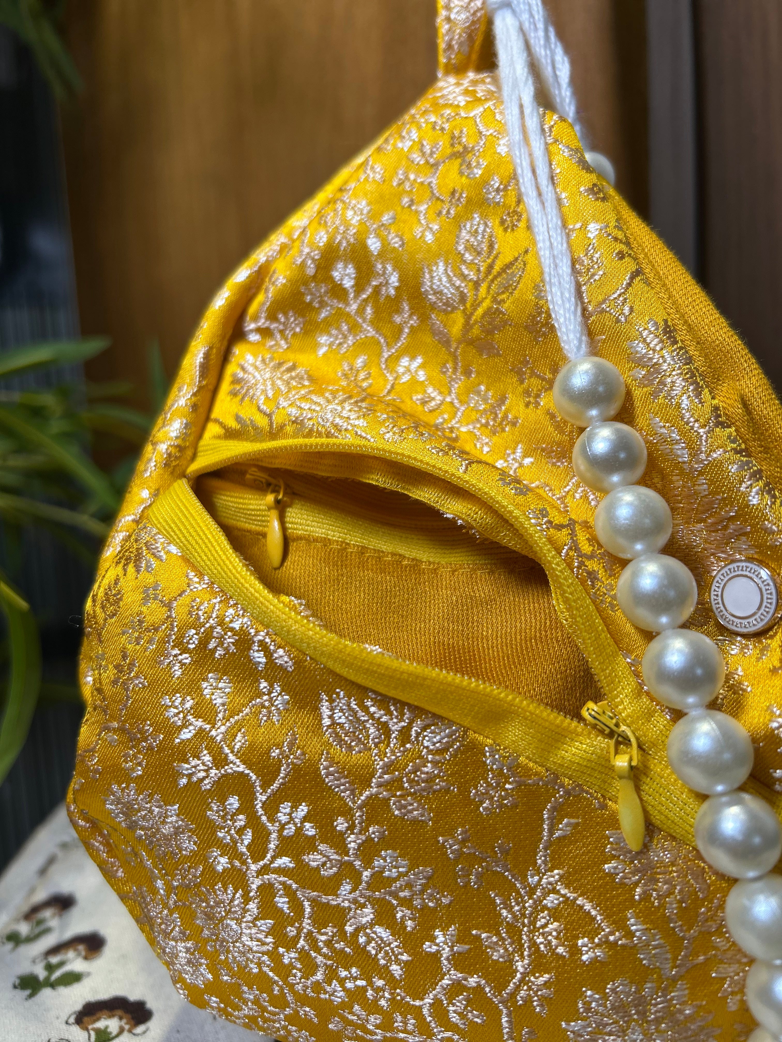 Lalita Golden Bloom Silk Japa Bag