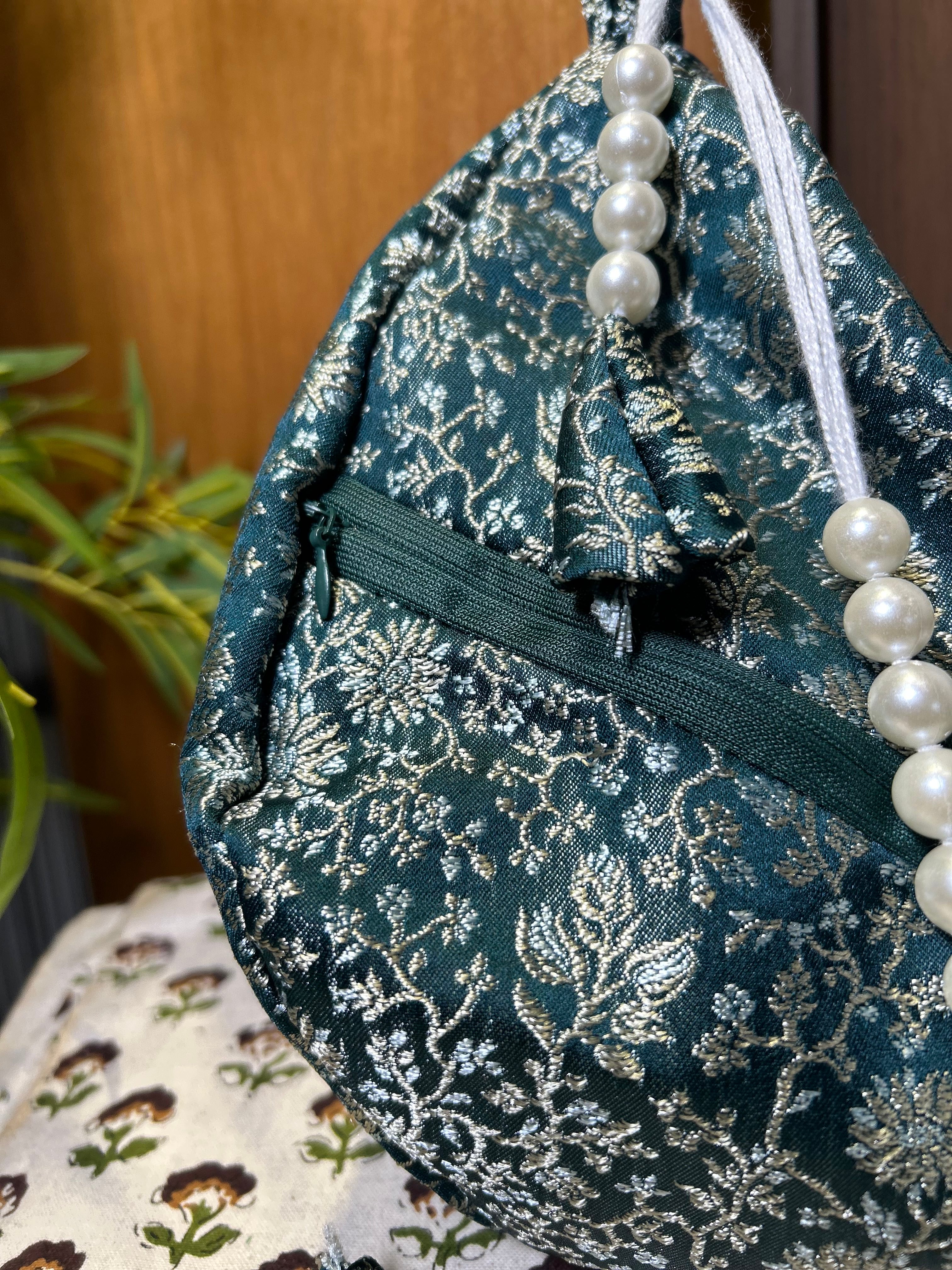 Sudevi Forest Verde Silk Japa Bag