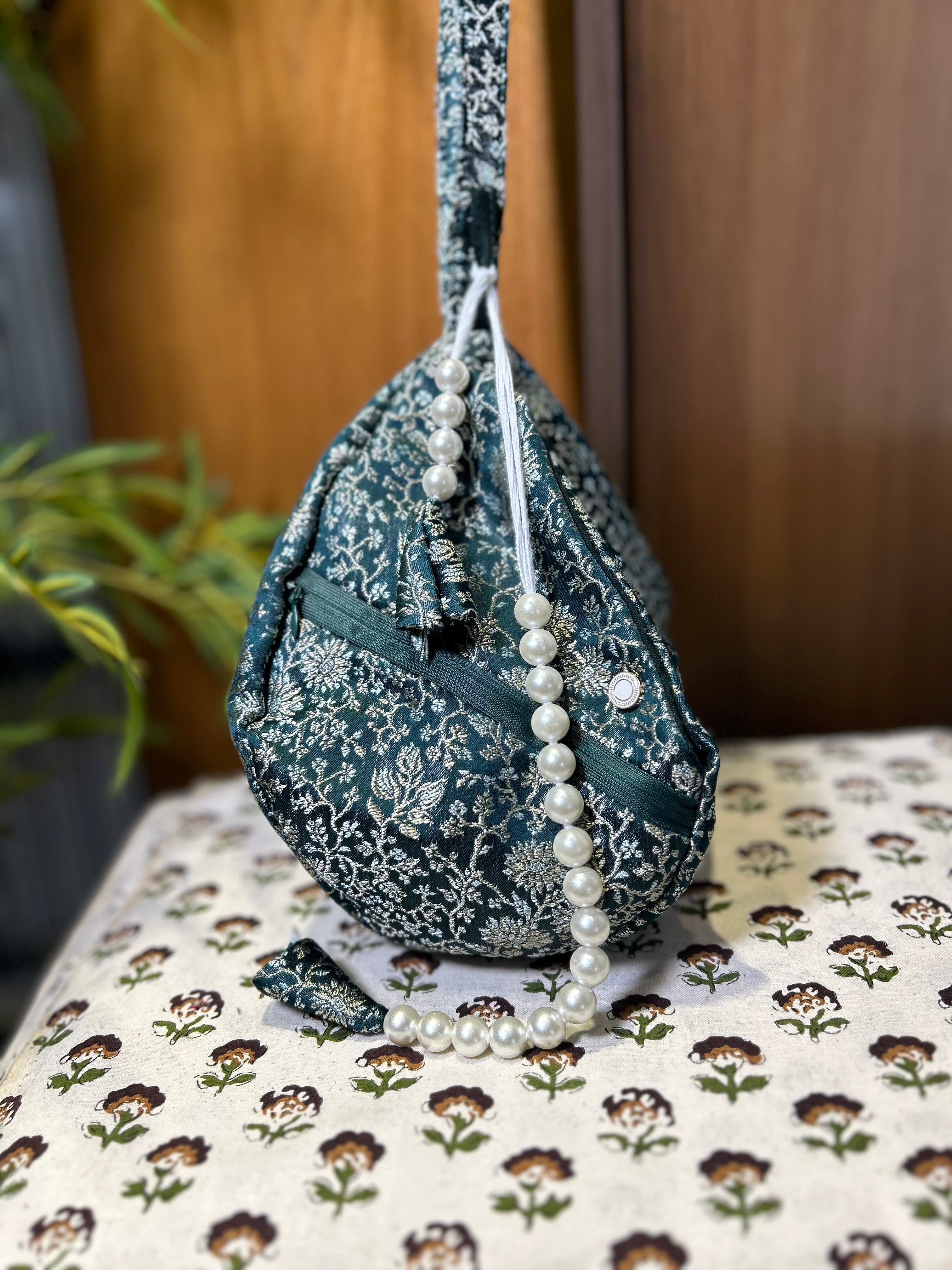 Sudevi Forest Verde Silk Japa Bag