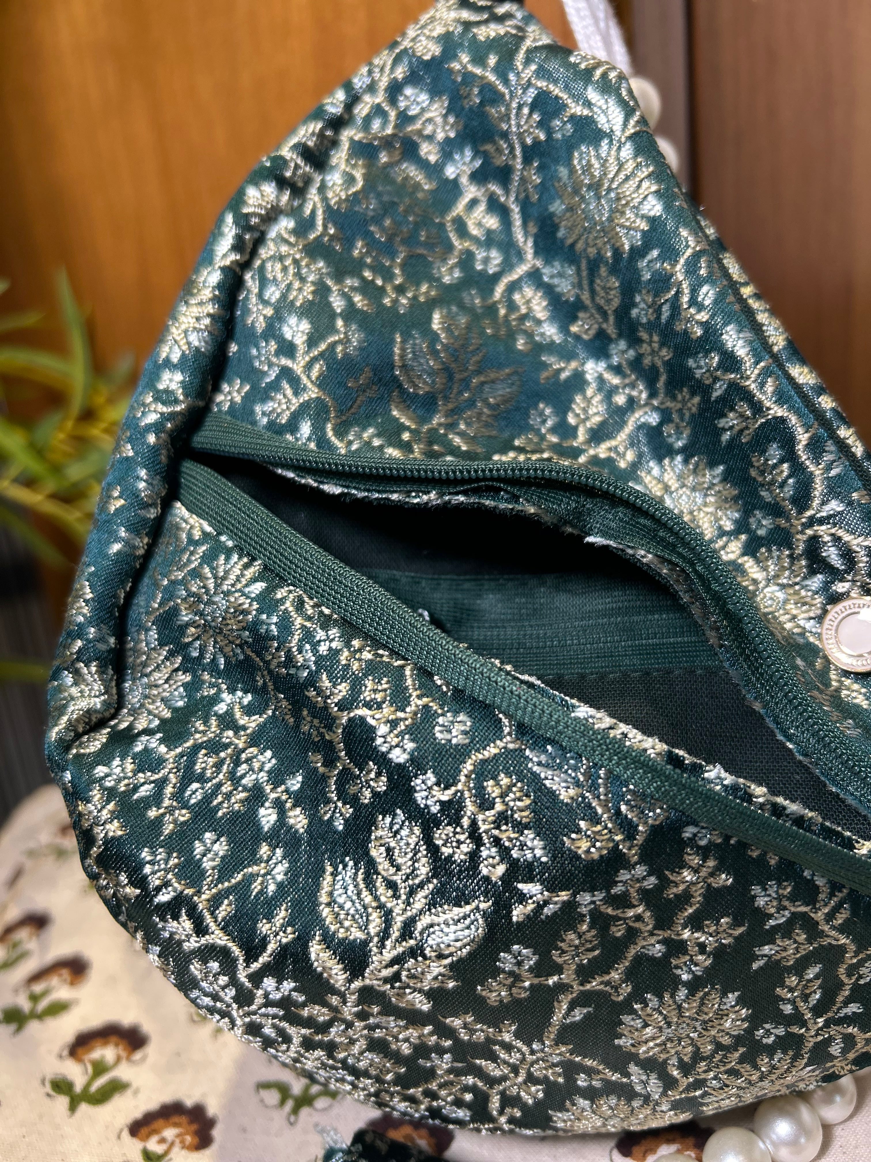 Sudevi Forest Verde Silk Japa Bag