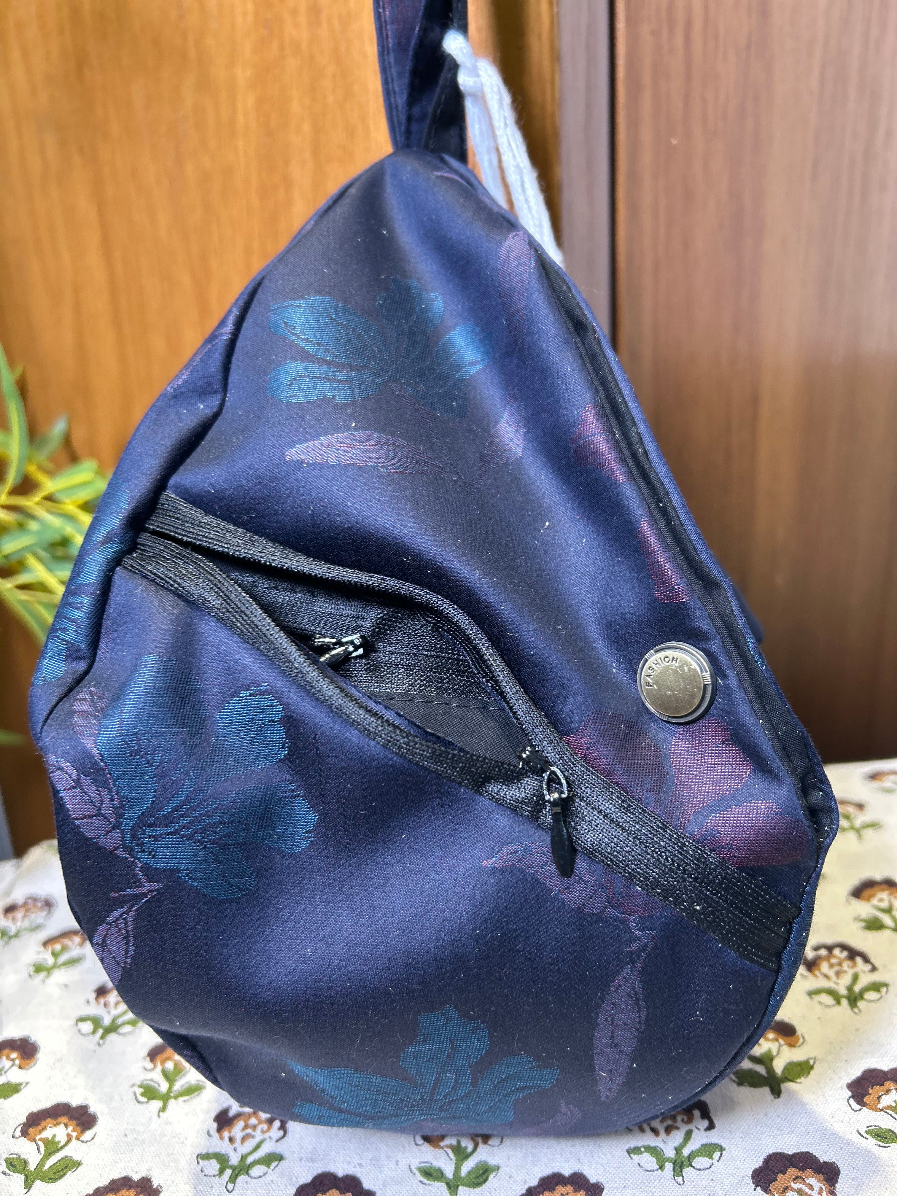 Navy Floral Jacquard Japa Bag