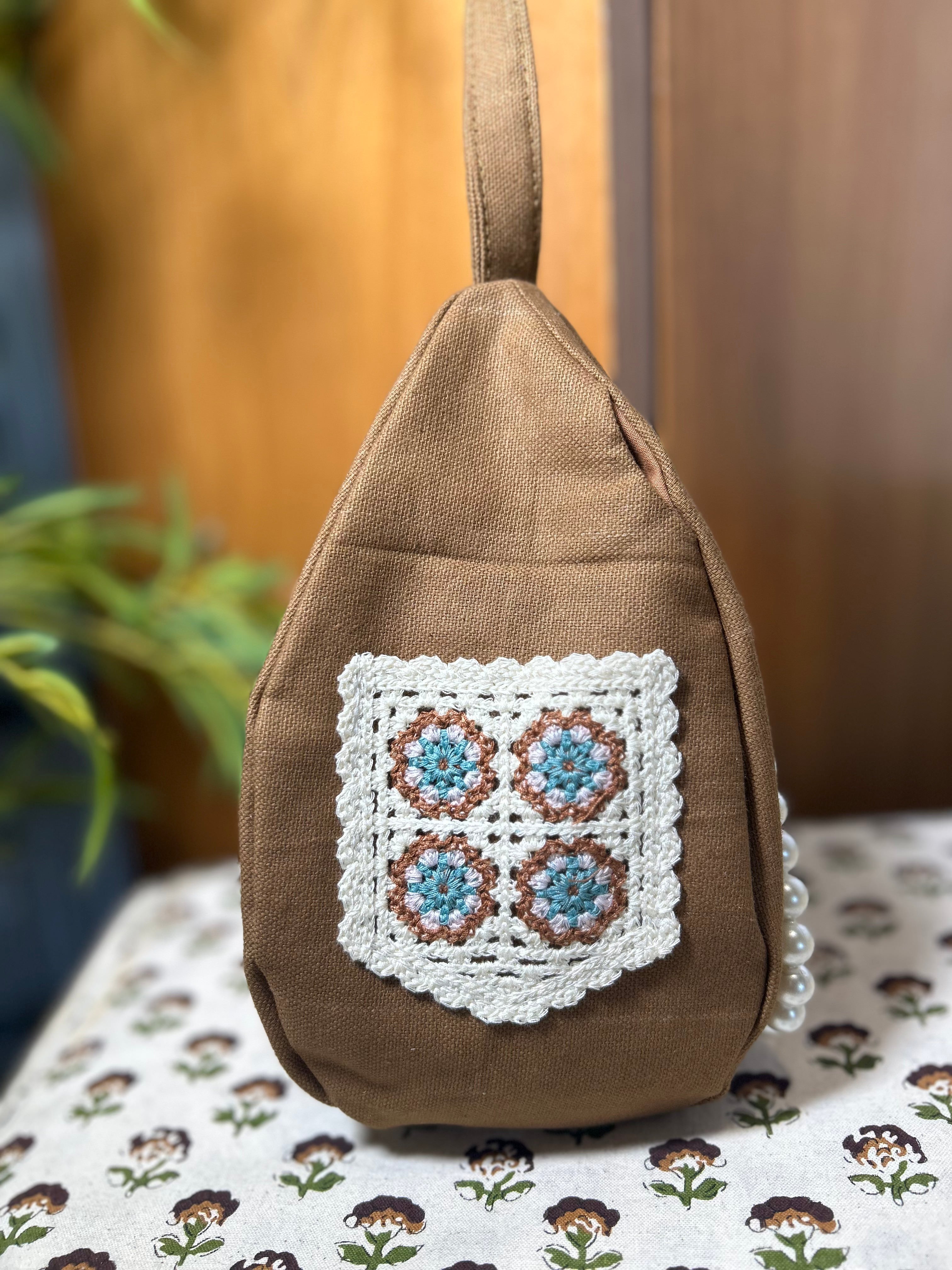 Heritage Flower Pocket Japa Bag