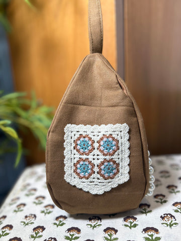 Heritage Flower Pocket Japa Bag