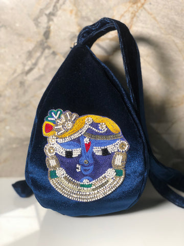 Shrinathji Embroidery Velvet Japa Bag