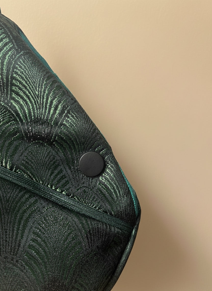 Shiny Green Jacquard Japa Bag